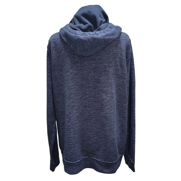 HOLLISTER Fleece Lined Hoodie Sweatshirt Mens Unisex Sz M Navy-Gray Chambray Cot - Picture 3 of 5
